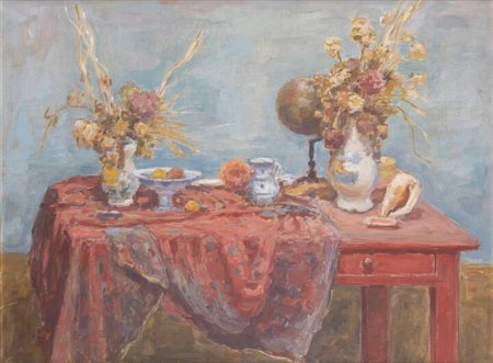 MASSIMO QUAGLINO<BR>Refrancore (AT) 1899 - 1982 Torino<BR>"Natura morta rossa"