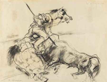 MASSIMO QUAGLINO<BR>Refrancore (AT) 1899 - 1982 Torino<BR>"La 'picada' sbagliata"