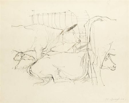 MASSIMO QUAGLINO<BR>Refrancore (AT) 1899 - 1982 Torino<BR>"Stalla"