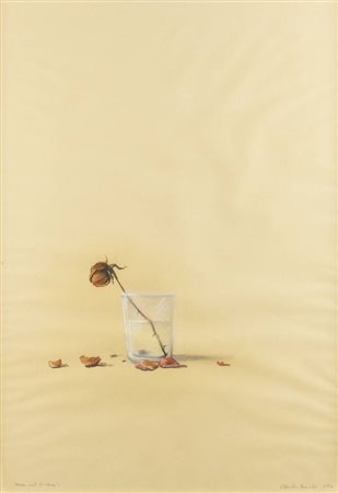 CLAUDIO BONICHI<BR>Novi Ligure (AL) 1943 - 2016 Roma<BR>"Rosa nel bicchiere" 1982