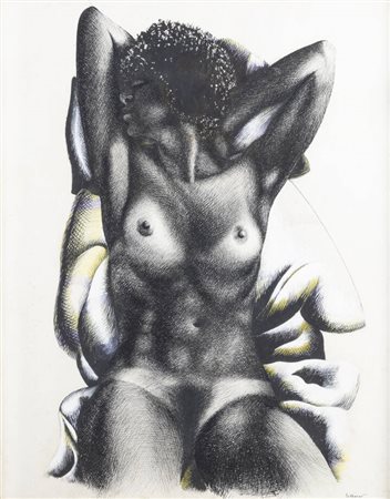 GIACOMO PORZANO<BR>Lerici (SP) 1925 - 2006<BR>"Blanco y negro sui cuscini" 1977