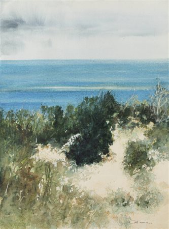 GIANCARLO CAZZANIGA<BR>Monza (MB) 1930<BR>"Veduta sul mare"
