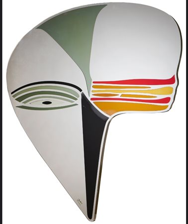 RENATA BOERO, (1936), senza titolo, specchio sagomato e dipinto su tavola,...