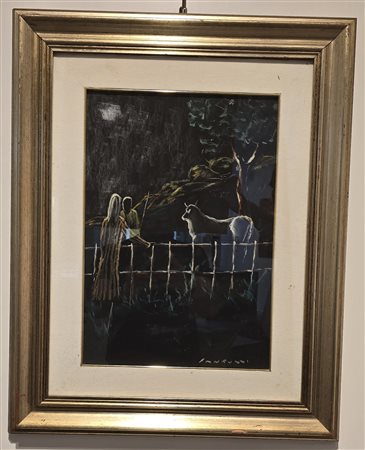 FANTUZZI ELIANO, 35 X 45 cm, pastelli su masonite, firma in basso a destra.