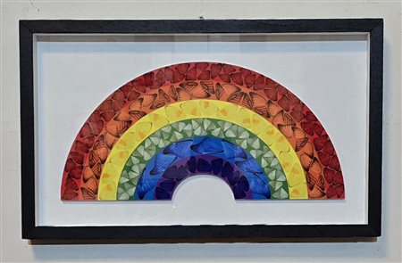 DAMIEN HIRST, (1965), Butterfly rainbow 2020. Stampa Giclée laminata su...