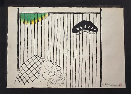 MARTIN BRADLEY, (1931). At the theatre, 1970 tecnica mista su carta 63 x 92...