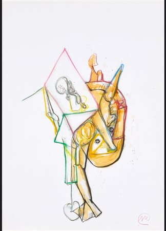 MARKUS LUPERTZ, (1941), senza titolo 1990 Tecnica: pastelli e tempera su...