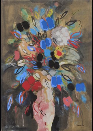 LEONARDO SPREAFICO, (1907-1974), Tempera su carta applicata su tela, cm...