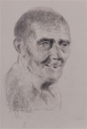 VINCENZO CAPRILE, (1856-1936), Studio di anziano carboncino su carta, cm....