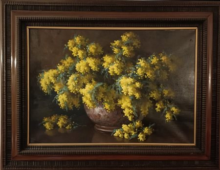 ALFIO PAOLO GRAZIANI, ( 1900 -1981), Mimose”, olio su tela (cm 90x70cm ),...