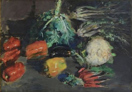 ROBERTO CARIGNANI, (1894-1975), Natura morta, olio su tela, cm 70 x 100 cm ,...