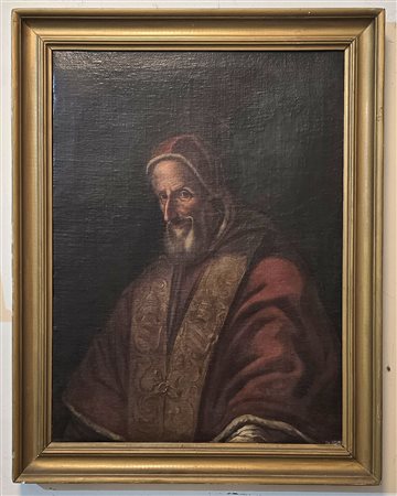 Pittore del XVII secolo, Ritratto di ponteficie. Olio su tela, cm 88 x 65 cm....