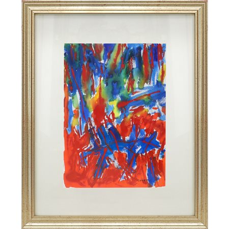 Antonio Corpora (Tunisi 1909 - Roma 2004)  - Astratto blu, rosso, giallo e verde, 20° secolo