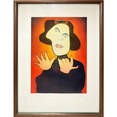 Enrico Baj (Italian 1924 - 2003)  - Busto di donna con fermaglio, 20° secolo