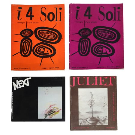 N. 4 Riviste D'Arte - I 4 Soli (Anno IX n. 2 mag.- ago. 1964); I 4 Soli (Anno IX n. 3 sett.- dic. 1964); Juliet art magazine (n.32 June -Sept. 1987); Next. Arte e cultura (Anno V - n.14 giu.-ago. 1989)