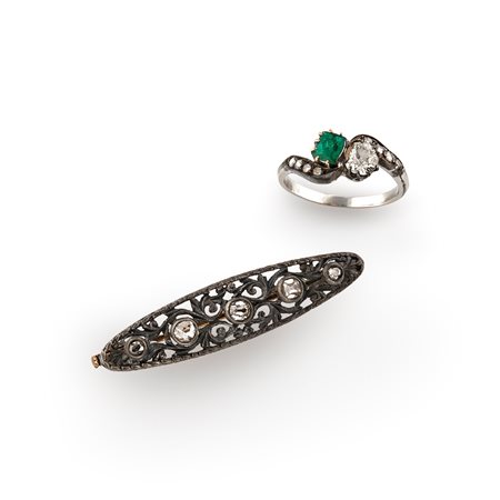 Anello e spilla con diamanti 