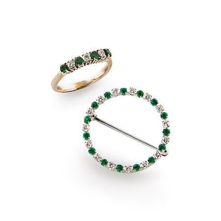 Demi-parure con smeraldi e diamanti 