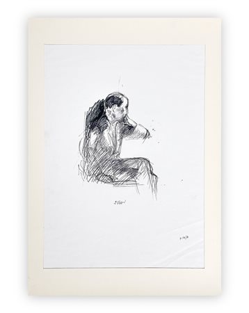ALBERTO SUGHI (1928-2012) - Uomo Seduto In Nero, 2002