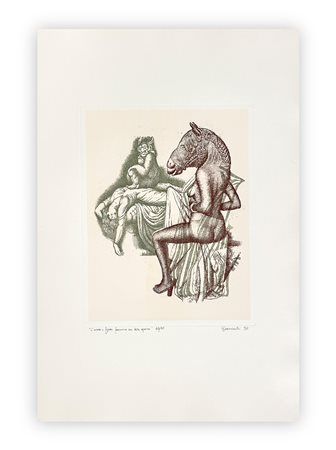 GIUSEPPE GUERRESCHI (1929-1985) - L'Incubo e figura femminile con testa equina, 1981