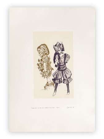 GIUSEPPE GUERRESCHI (1929-1985) - Giovane donna con testa alata e ritratto di Mrs Füssli, 1981
