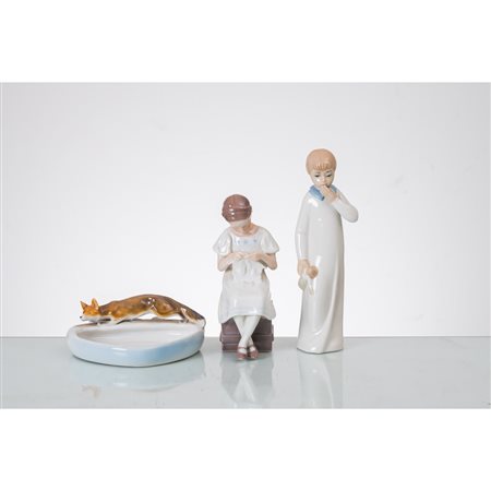 MANIFATTURA EUROPEA DEL XX SECOLO, 2 sculture e svuota tasche