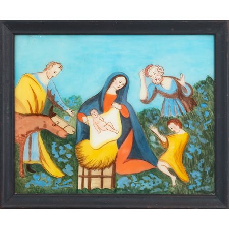 MANIFATTURA SICILIANA SECONDA METÀ XX SECOLO, Pittura su vetro