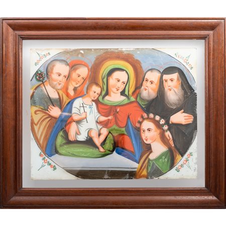 MANIFATTURA SICILIANA DEL XIX SECOLO, Pittura su vetro