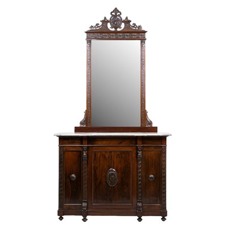MANIFATTURA SICILIANA FINE DELL'800, Etagere con specchiera
