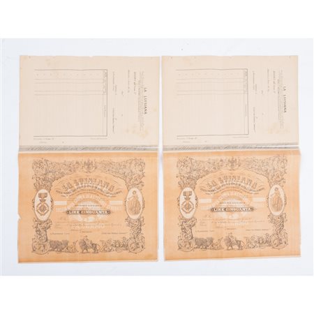 DUE CERTIFICATI DA LIRE 50 DELLA SOCIETA’ ASSICURATIVA LA ....