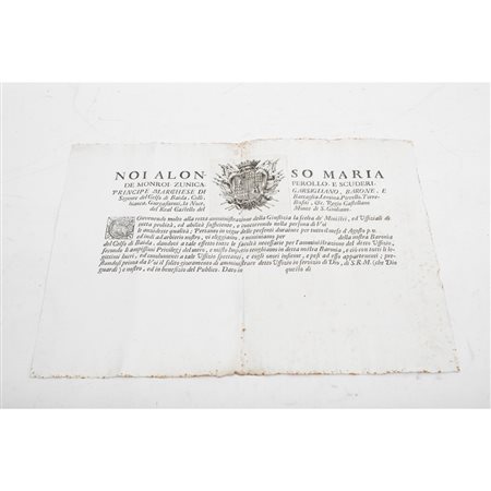 DOCUMENTO A STAMPA DEL XVIII SECOLO