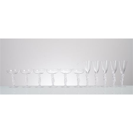 MANIFATTURA EUROPEA FINE DEL XX SECOLO, 6 coppe e 5 flutes
