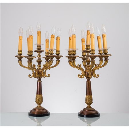MANIFATTURA ITALIANA DEL XX SECOLO, Coppia di candelabri