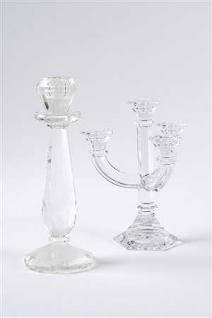 Un candeliere e un candelabro.Villeroy & Boch, XX secolo.Cristallo...