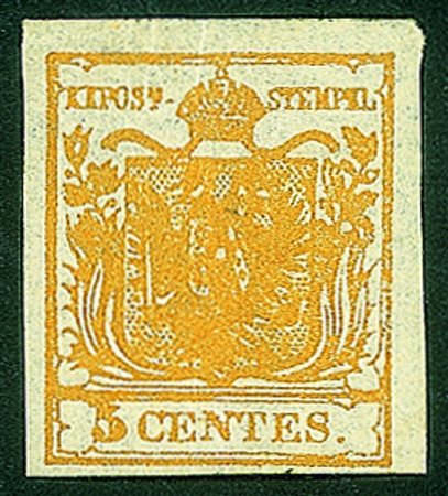 Antichi Stati Italiani - Lombardo Veneto - 1850 c.5 arancio carico (1i) nuovo...