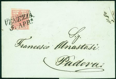 Antichi Stati Italiani - Lombardo Veneto - 15 cent rosso vermiglio II tipo...