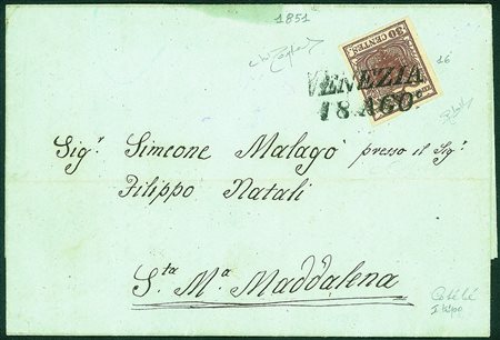 Antichi Stati Italiani - Lombardo Veneto - Bel 30 cent carta cotelè (16) su...