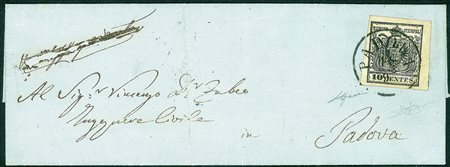 Antichi Stati Italiani - Lombardo Veneto - 10 cent nero carta a macchina (19)...