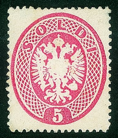 Antichi Stati Italiani - Lombardo Veneto - 1863 s.5 rosa (38)Nuovo senza...