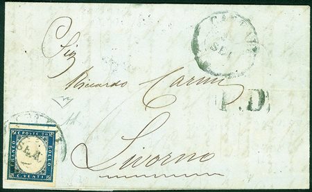 Antichi Stati Italiani - Modena - Lettera affrancata con 20 cent azzurro...
