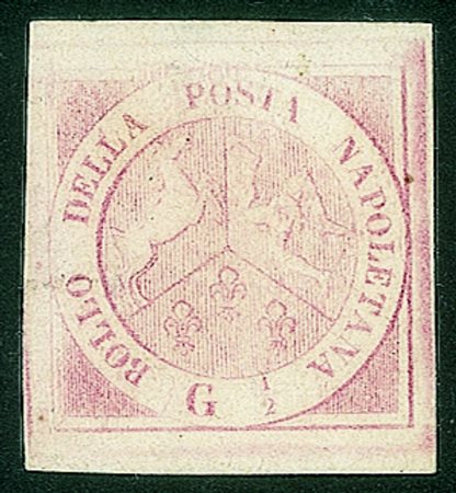 Antichi Stati Italiani - Napoli - 1858 gr. 1/2 rosa lillaceo I tavola...