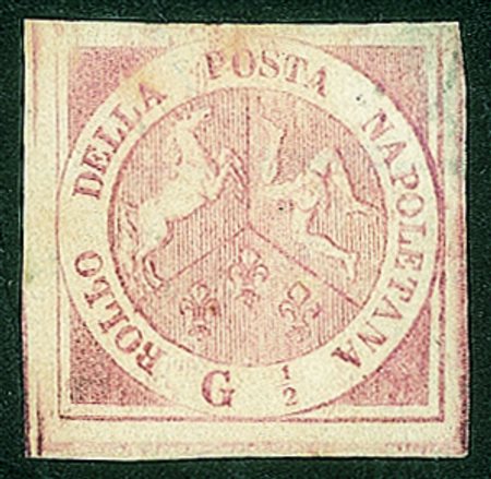 Antichi Stati Italiani - Napoli - 1858 gr. 1/2 rosa brunastro I tavola...
