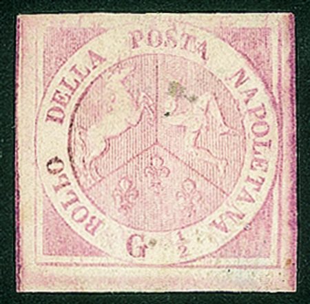 Antichi Stati Italiani - Napoli - 1858 gr. 1/2 rosa carminio chiaro I tavola...