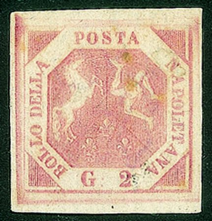 Antichi Stati Italiani - Napoli - 1858 gr. 2 rosa brunastro I tavola...