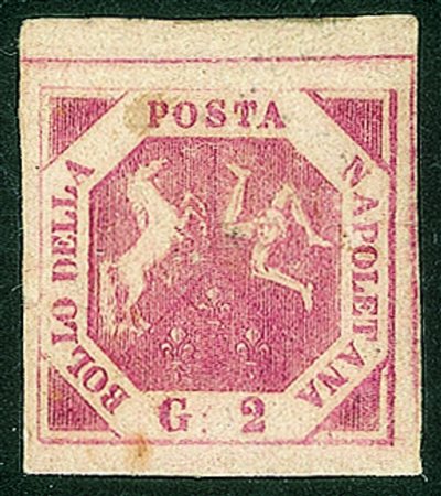 Antichi Stati Italiani - Napoli - 1858 gr. 2 carminio vivo II I tavola...