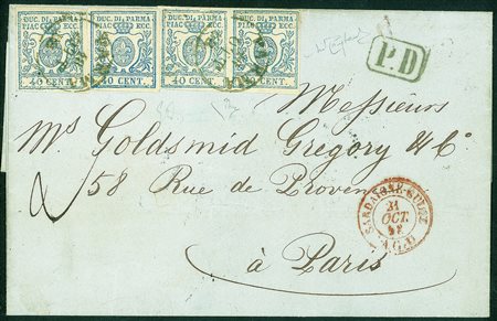 Antichi Stati Italiani - Parma - Lettera di doppio porto da Parma a Parigi il...