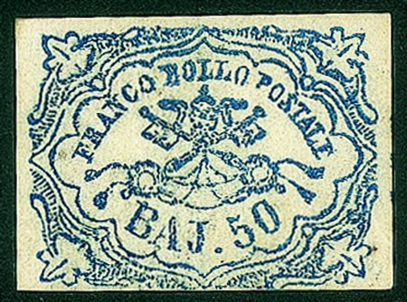 Antichi Stati Italiani - Stato pontificio - 1864 - 50 baj azzurro oltremare...