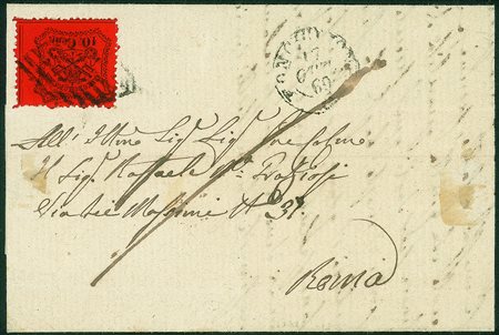 Antichi Stati Italiani - Stato pontificio - Parte di lettera con 10 cent (26)...