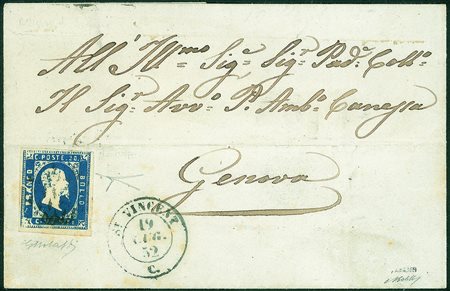 Antichi Stati Italiani - Sardegna - St. Vincent 19.7.52 (timbro sperimentale...