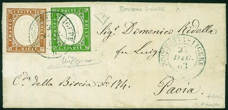 Antichi Stati Italiani - Sardegna - Splendida letterina affrancata con 5 cent...