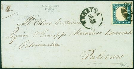 Antichi Stati Italiani - Sardegna - Bel 20 cent cobalto verdastro (15Dg) su...